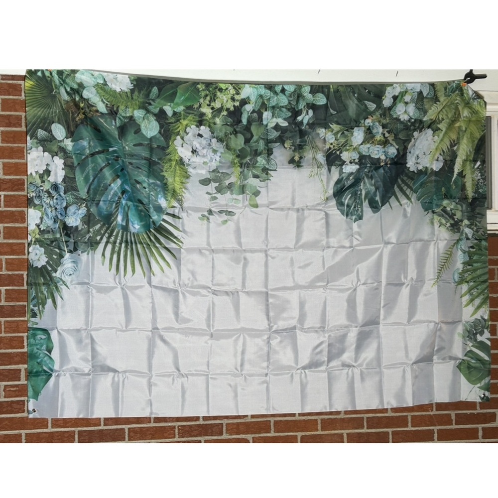 greenery & White backdrop, 5 x 7,
 for events,parties, weddings, or photo